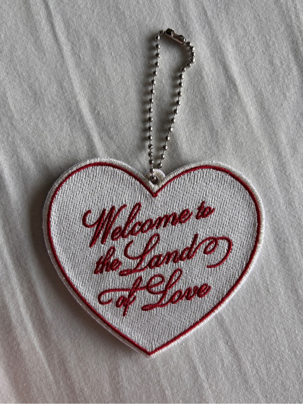 Abode White and Red Heart Keychain Charm